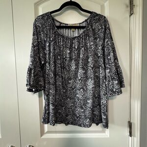 Michael Kors Black and White Paisley Blouse